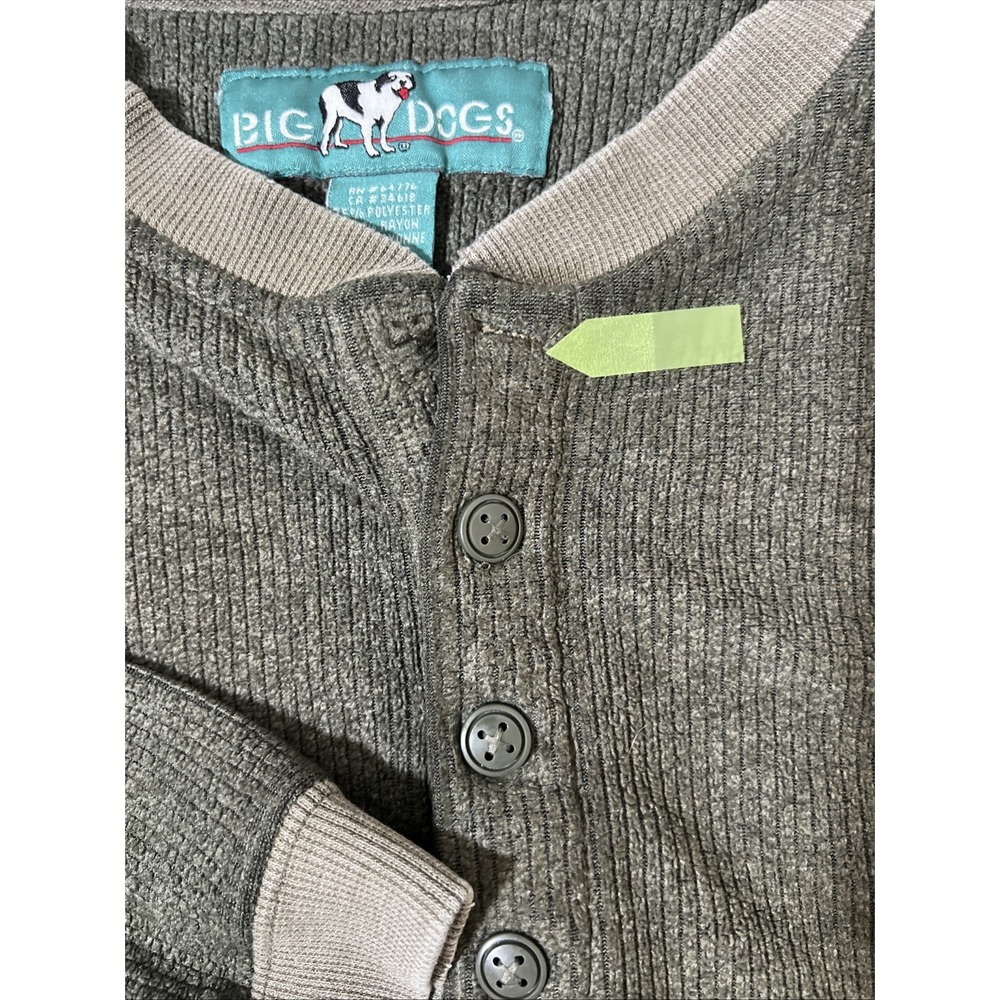 VTG Big Dogs Pullover 1/4 Button Sweatshirt - Mens Size XXL‎ - Green/Gray - Picture 7 of 8